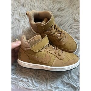 Nike Air Force 1 Tan Beige Kids Youth 12.5  High Top Sneakers Shoes 870026-701